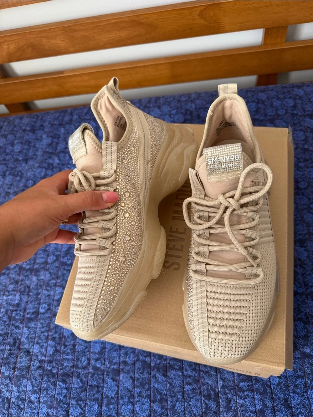 Steve Madden Maxima Blush Rhinestone Gem Sneakers